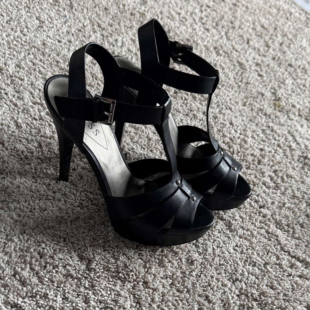 Guess Elegant Black Platform Heels